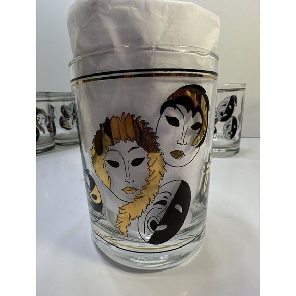 Vintage Mardi GrasāCocktail Glasses Masks - Picture 2 of 7